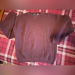 Men's Cable Knit Crewneck Sweater - Burgundy